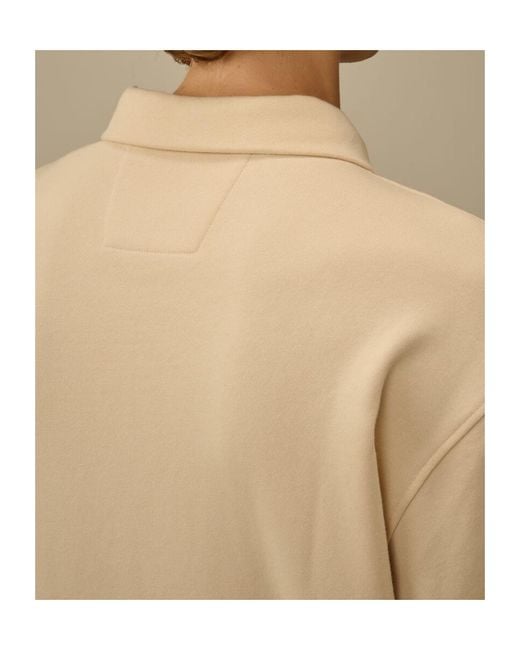 C P Company Natural Diagonal Raised Fleece Half Zip Sweatshirt for men
