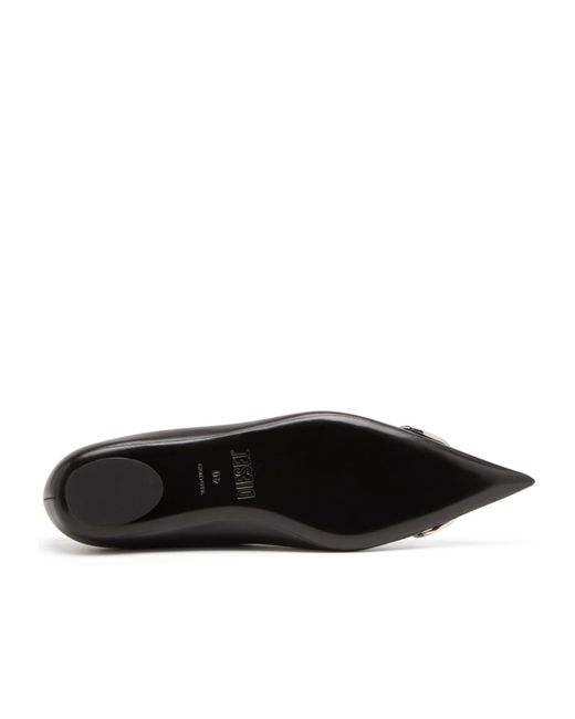 DIESEL Black D-Venus Leather Ballerina Shoes