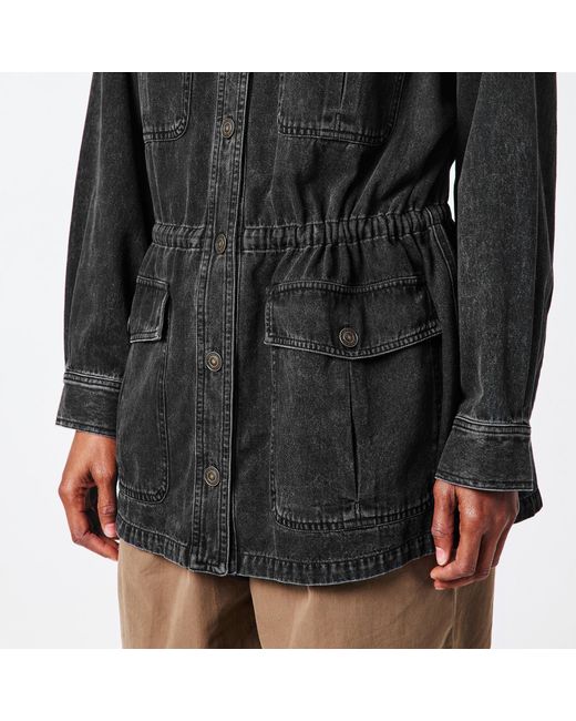 Isabel Marant Black Washed Lapel Denim Coat