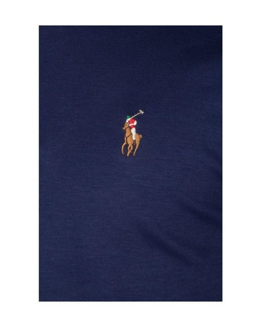 Polo Ralph Lauren Blue Logo Embroidered Short-Sleeved Polo Shirt for men