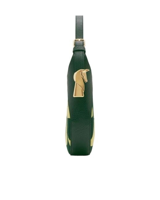 Burberry Green Small Chess Leather Shoulder Bag