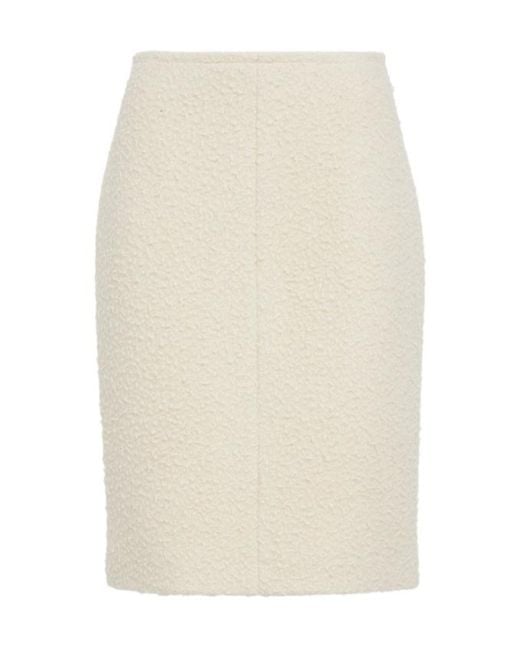 The Row White Malva Wool Blend Midi Skirt