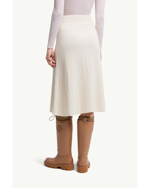 Moncler White Wool Cashmere Midi Skirt