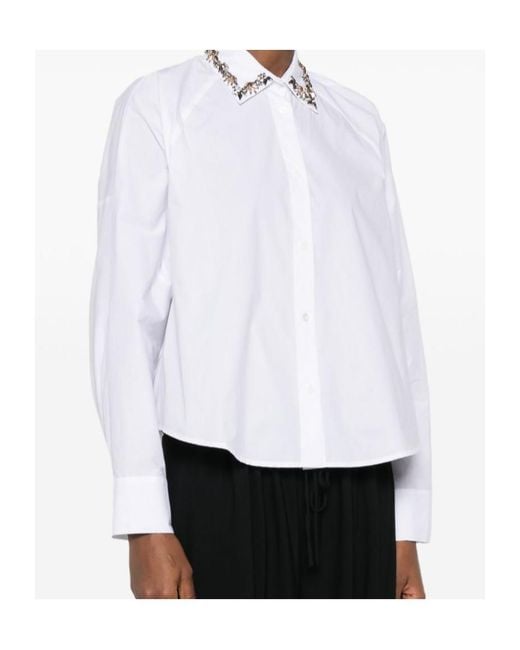 ERMANNO FIRENZE White Floral Collar Shirt