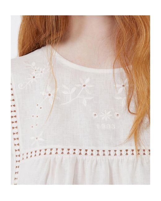 Weekend by Maxmara White Floral-Embroidered Panelled Top
