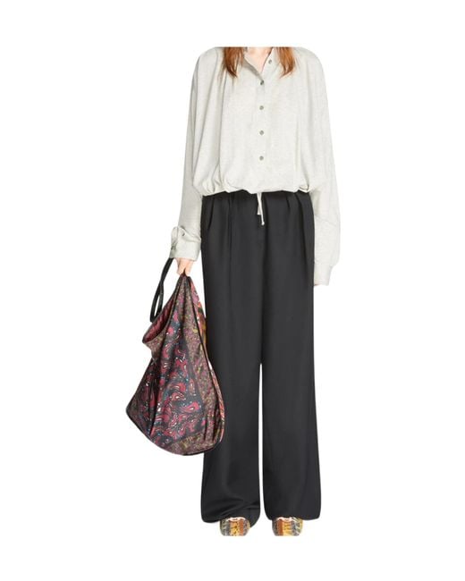 Dries Van Noten Gray Belted Pleated Trousers