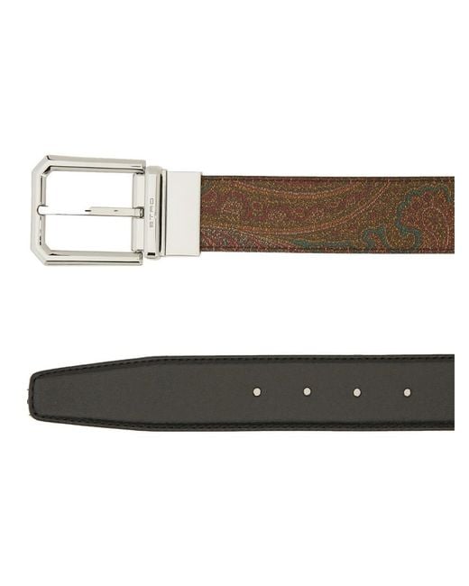 Etro White Paisley Pattern Belt for men