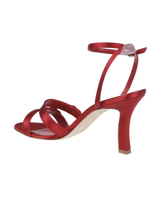Manolo Blahnik Red Neusita Slingback Sandals