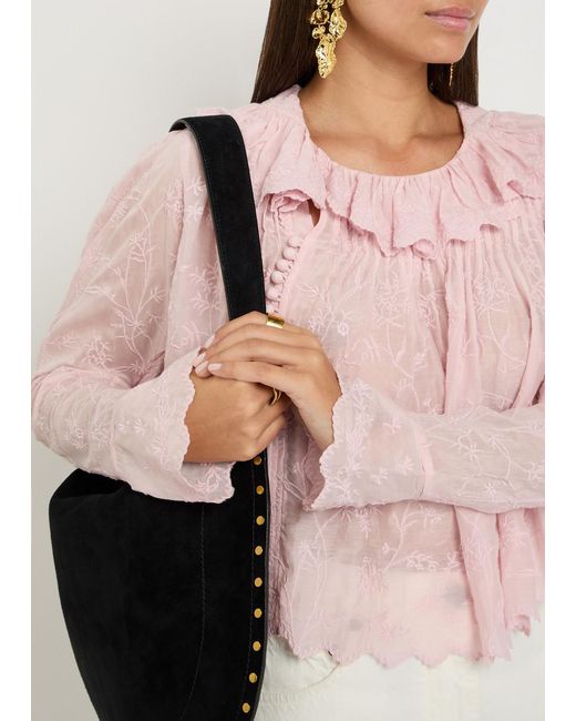 Isabel Marant Pink Zelly Embroidered Cotton-Blend Blouse