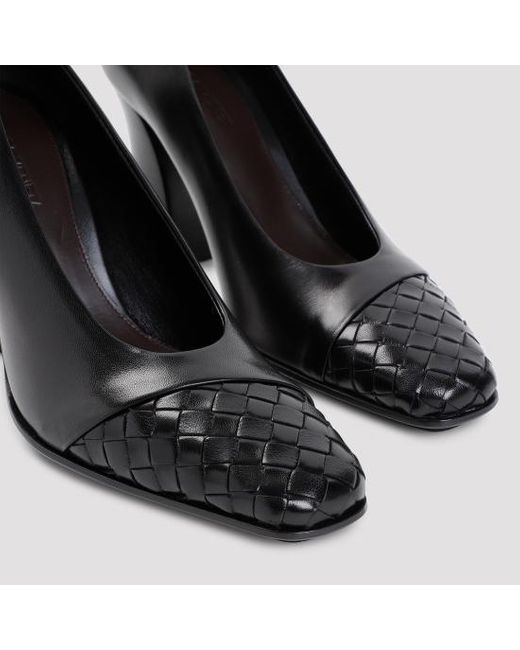 Bottega Veneta Black Square-Toe Block Heeled Pumps