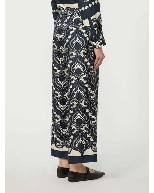 Weekend by Maxmara Blue Silk Ankle-Length Trosuers