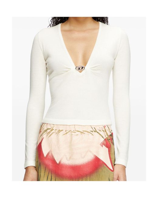 DIESEL White M-Piaffy V-Neck Top