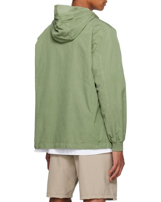Stone Island Green Compass-Patch Twill Weave Hooded Jacket for men