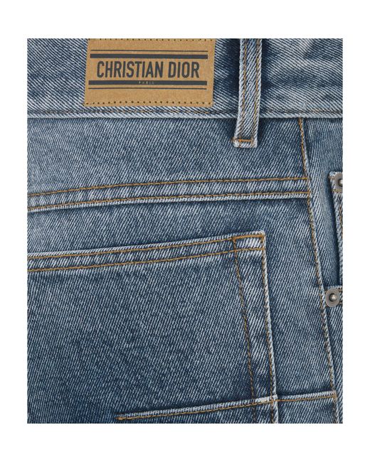 Dior Blue Christian Logo Patch Flared Jeans