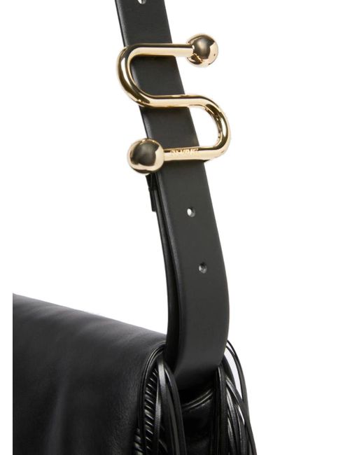 Max Mara Black Sportmax Soffy Fringes Logo Debossed Pouch