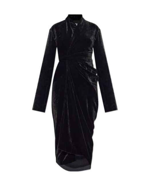 Rick Owens Black Velvet Midi Length Dress