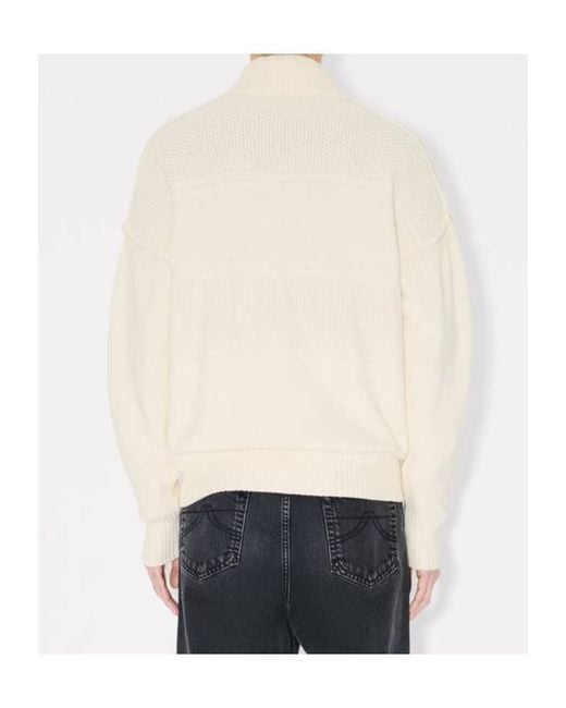 KENZO White Zip-Up Logo Patch Cardigan for men