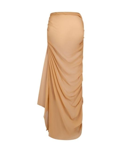 GIUSEPPE DI MORABITO Natural Draped Silk Maxi Skirt