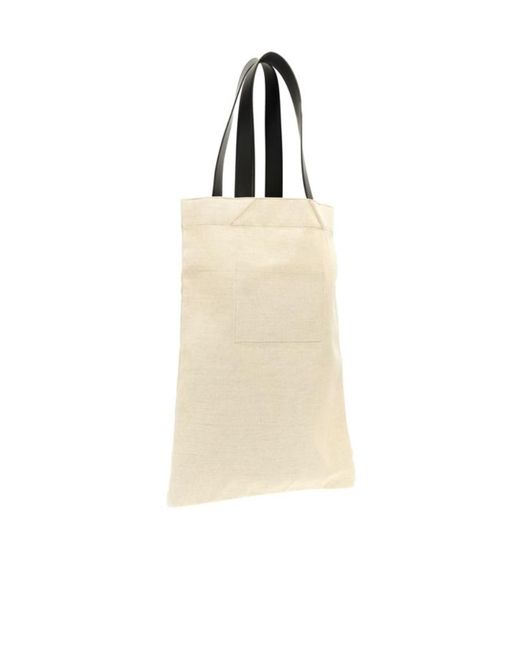 Jil Sander Natural Logo-Print Large Open Top Tote Bag