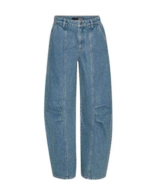 ROTATE BIRGER CHRISTENSEN Blue Panelled Denim Trousers