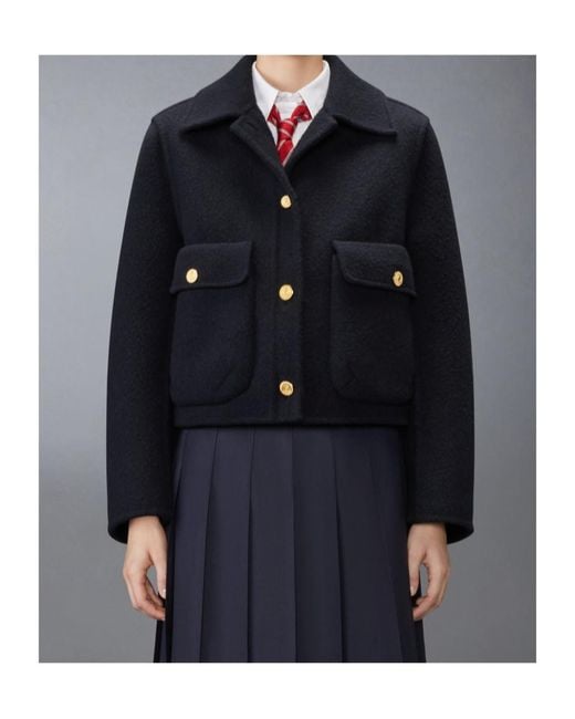 Thom Browne Blue Bell-Sleeve Wool Jacket