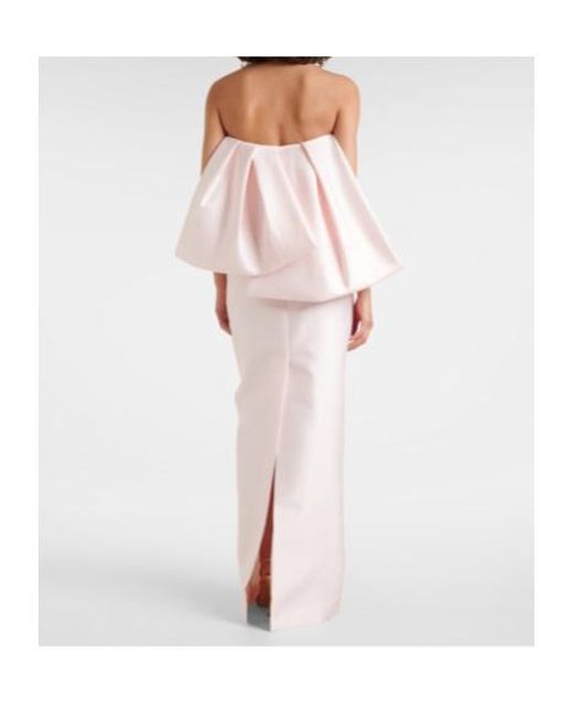 Monique Lhuillier White Bow-Detail Satin Gown