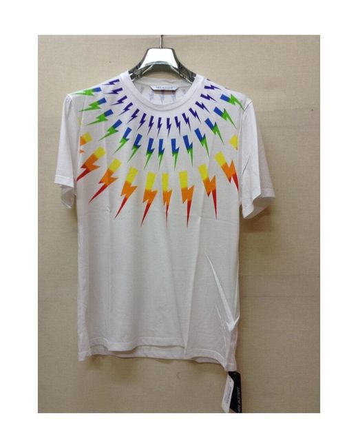 Neil Barrett White Lightning Printed T-Shirt for men