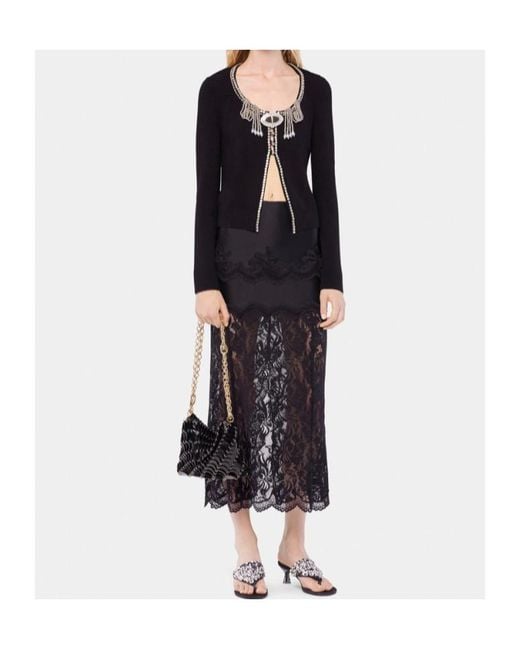 Rabanne Black Rabanne Scalloped Lace Midi Skirt