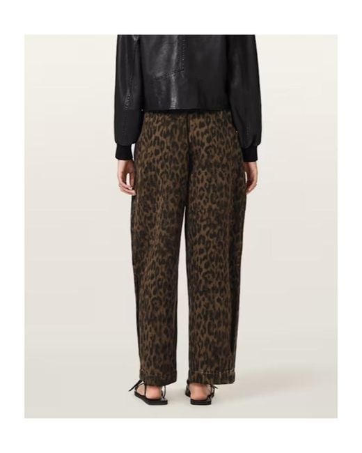 AllSaints Brown Becca Barrel Leg Denim Trousers