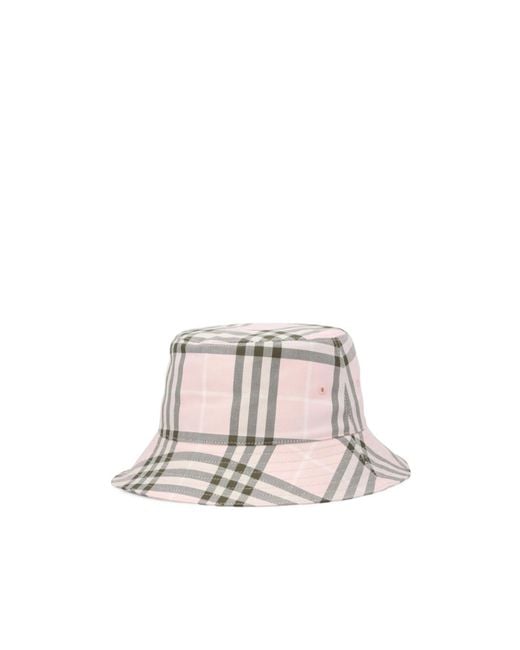 Burberry Pink Checked Bucket Hat