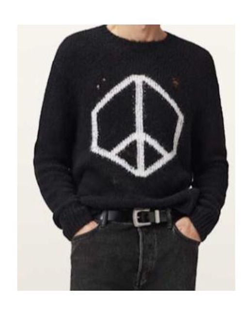 AllSaints Black Message Distressed Knitwear for men