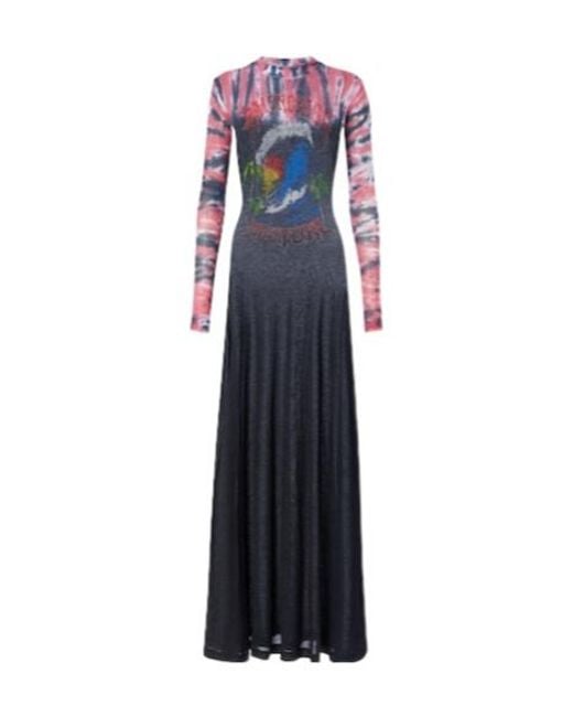 Balenciaga Blue Printed Tie-Dye Cotton-Blend Jersey Maxi Dress