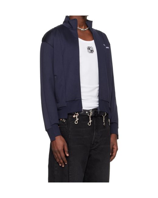 Vetements Blue Long-Sleeved Zip-Up Sweatshirt for men