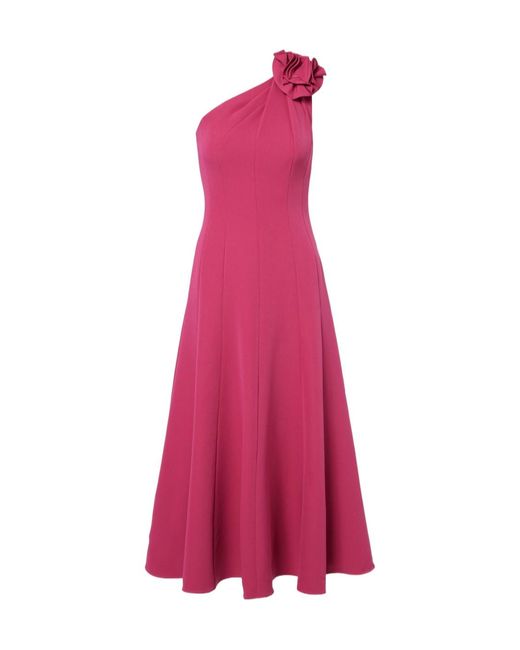 Roland Mouret Pink Floral-Appliqué One-Shoulder Cocktail Dress