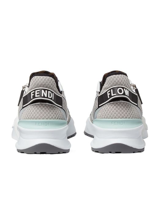 Fendi White Flow Lace-Up Sneakers for men