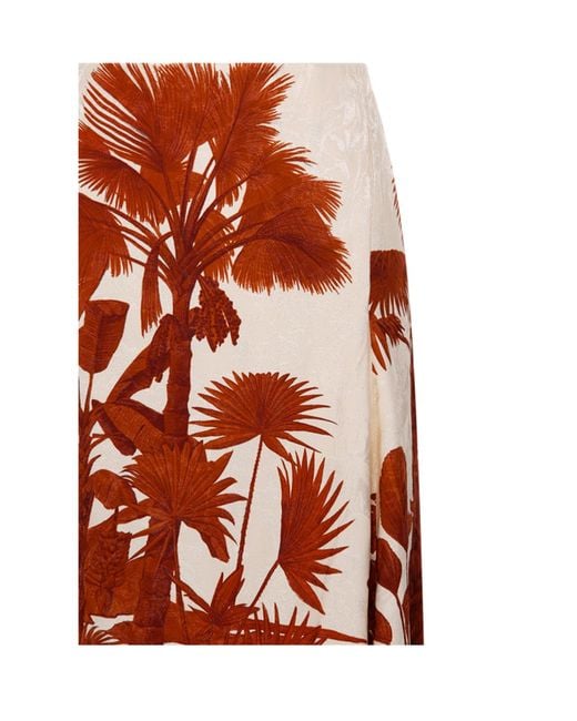 Johanna Ortiz Multicolor Tropical Print A-Line Skirt