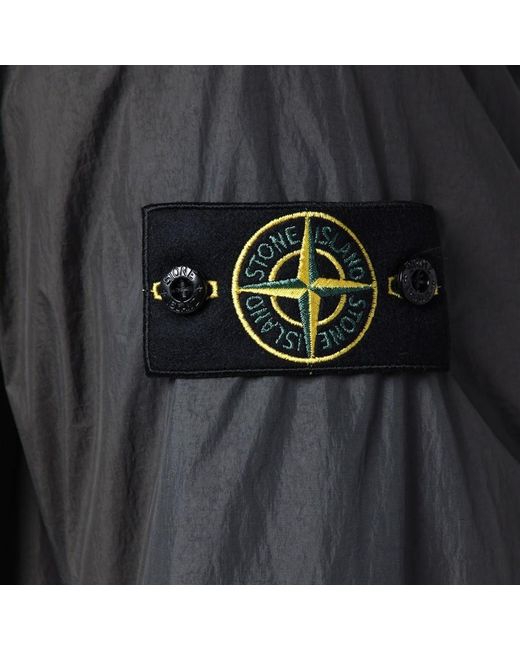 Stone Island Gray Logo Patch Zip-Up Hooded Jacket for men