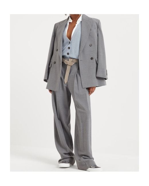 Brunello Cucinelli Blue V-Neck Cashmere Cardigan