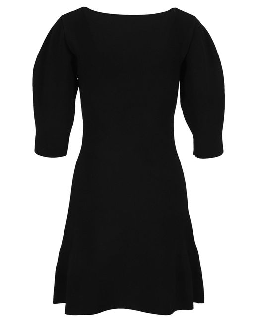 Stella McCartney Black Scoop-Neck Puff-Sleeve Knitted Dress