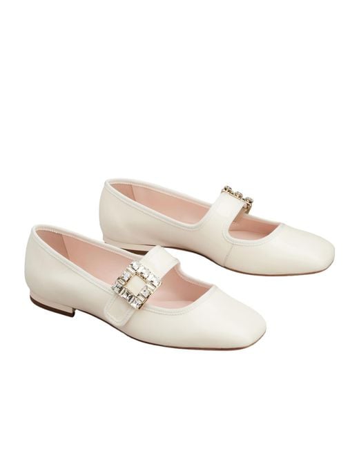 Roger Vivier White Très Vivier Strass Buckle Babies Ballerinas