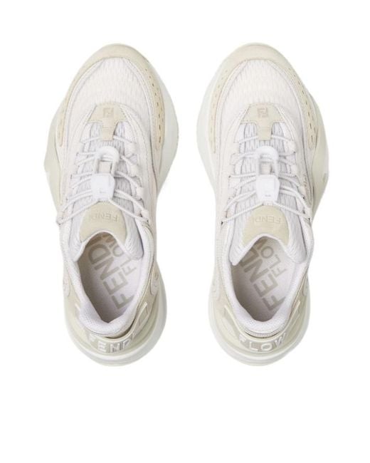 Fendi White Flow Mesh Low-Top Sneakers