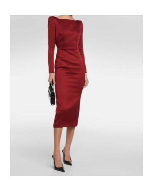 Alex Perry Red Satin Crêpe Midi Dress