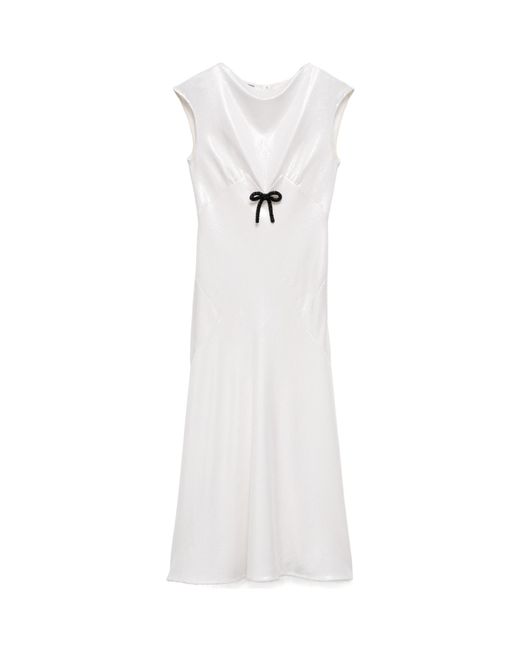 Prada White Sequined Satin Jersey Dress