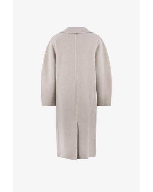 Brunello Cucinelli Gray Double-Breasted Coat