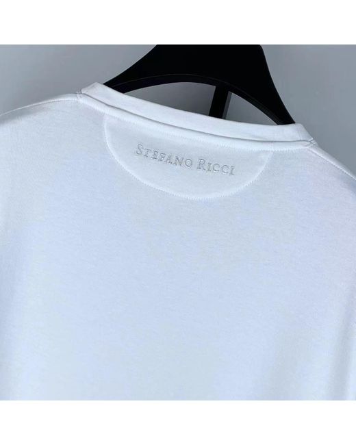 Stefano Ricci Blue T-Shirt With Round Neck And Short Sleeves for men