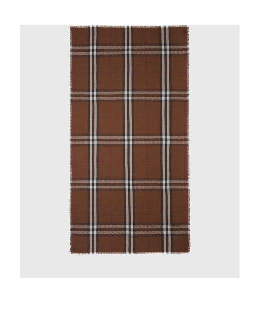 Burberry Brown Monogram Check-Print Scarf