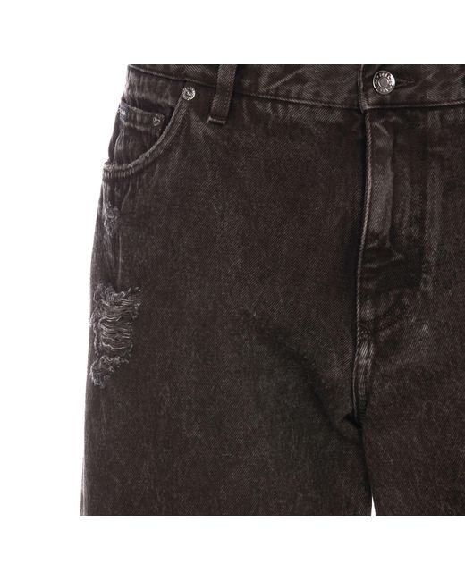 Dolce & Gabbana Black Ripped-Detailing Knee-Length Denim Shorts for men