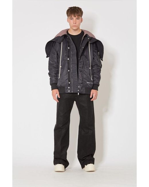 Rick Owens Black Logo-Patch Hooded Jacket for men