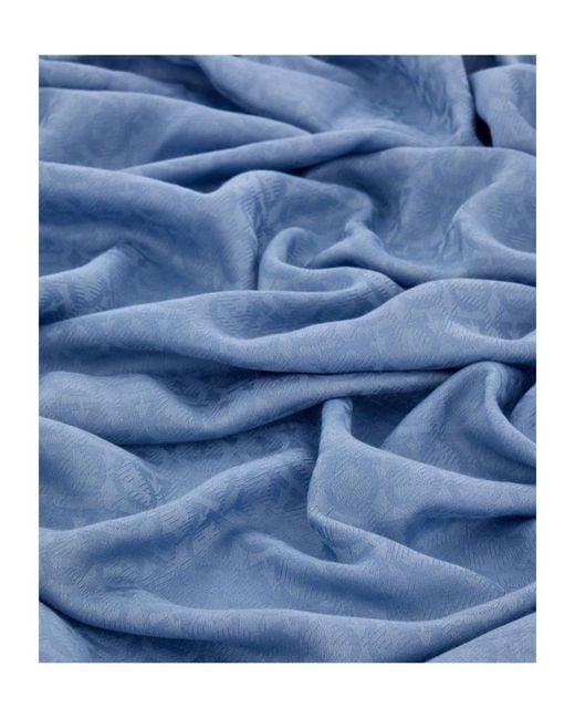 Ferragamo Blue Ferragamo Gancini Fringed-Edge Scarf