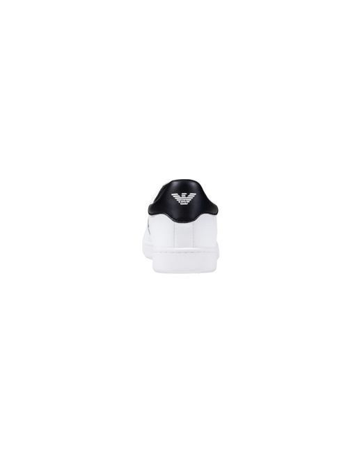 EA7 White Logo Printed Low-Top Sneakers for men
